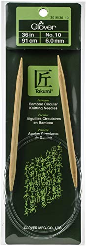 Clover Takumi Bamboo Circular 36-Inch Knitting Needles, Size 10