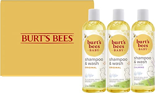 Burt's Bees Baby Shampoo and Wash 3-Pack, 2 Original and 1 Calming with Lavender, 12 Fl Oz Each
