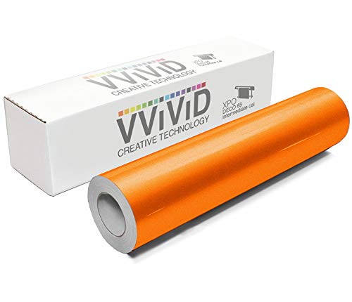 VViViD DECO65 Reflective Orange Permanent Adhesive Craft 12 Inches x 5 Feet Vinyl Roll for Cricut, Silhouette & Cameo Including Free 12 Inches x 12 Inches Transfer Paper Sheet