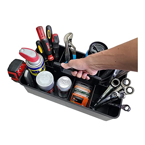 Enjoy Organizer- Commercial Large Portable Caddy Stackable Carry Caddy, Black, Carrier for Cleaning Supplies, Tools, All-Purpose Carry Caddy Made In USA (Black)