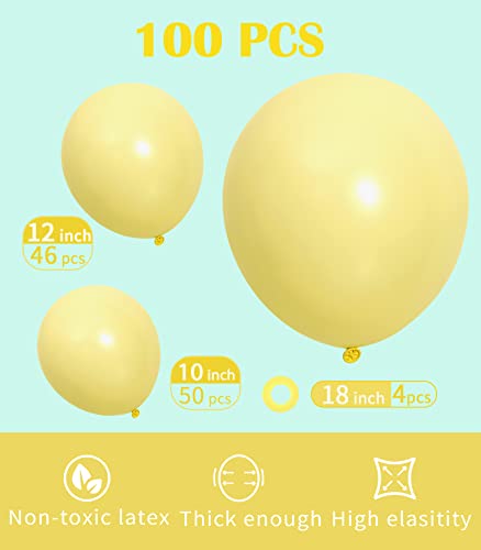 Styirl Pastel Yellow Balloons Garland - 100 Pcs 5/10/12/18 Inch Yellow Balloon arch Kit for Birthday Party / Easter Decorations / Mothers Day Decor / Baby Shower / Gender Reveal / 2022 Graduation