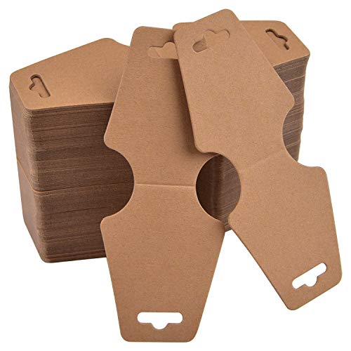 Coopay 200 Pieces Necklace Display Cards Blank Necklace Card Holder Kraft Paper Jewelry Display Hanging Cards for Necklaces, Bracelets, Jewelry Hang Tags, 4.7 x 2 Inches (Brown)