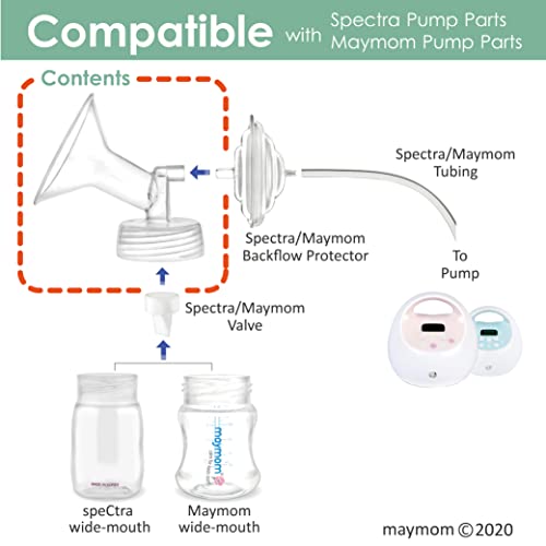 Maymom Pump Part Compatible with Spectra S1,S2 Spectra 9 Plus Breastpump; Incl Wide Mouth Flange (One flange-21mm Flange) Not Original Spectra Flange; Not Spectra Baby USA Parts
