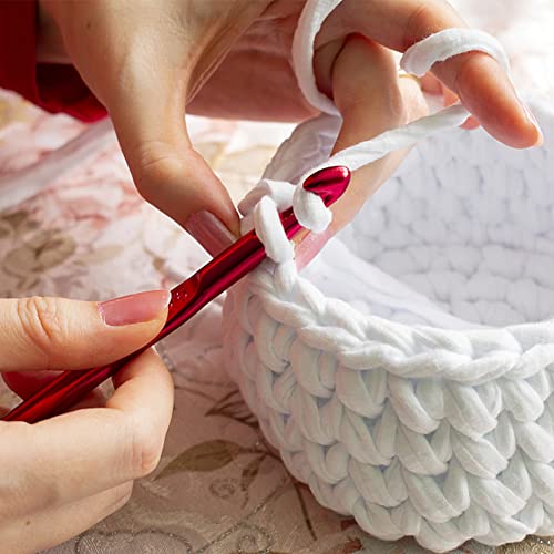 Large Sizes Crochet Hooks 4 pcs Long Crochet Needles Set QLRFFLJOY 8mm 10mm 12mm 15mm Aluminum Alloy Crochet Hook DIY Yarn Weaving Tools for Knitting Blanket, Shawl and Carpet