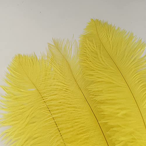LONDGEN 16-18inch Ostrich Feathers for Wedding Centerpieces Christmas Plume Home Decorations Party Feather Pack of 10pcs (Yellow)