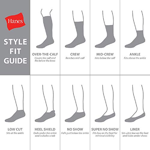 Hanes mens Max Cushion Socks, Available in 6 and 12-pair Pack B T ComfortTop White Crew, White/Grey Foot Bottom, 12 14 US