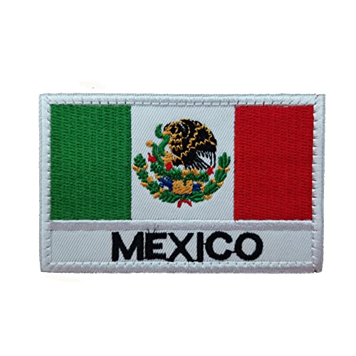 Mexico International Flag Mexican Country Emblem Embroidered Military Tactical Morale Badges Sew On Shoulder Applique for Motorcycle Jackets, Clothes, Backpacks (Style 1)