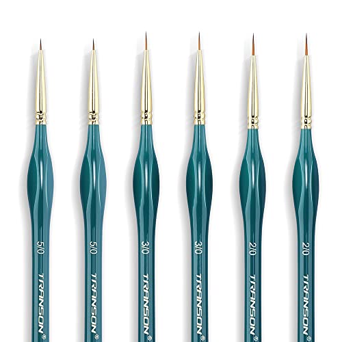 Transon Detail Thin Paint Brush Set 6pcs for Model Minature Craft and Art Painting