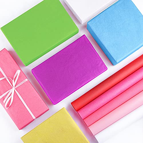 MIAHART 100 Sheets Multicolor Tissue Paper Bulk 20" x 14" Gift Wrapping Tissue Paper 20 Assorted Colored Art Tissue Paper for Craft Floral Birthday Party Festival Gift Wrapping Decorative(100)
