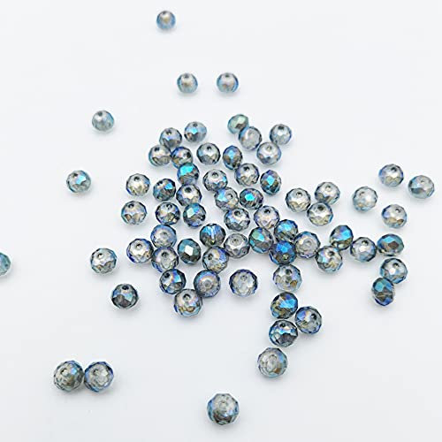 INSPIRELLE 1200pcs 6mm Multicolor Electroplate Rondelle Glass Beads for Jewelry Making Faceted Briolette Shape Crytal Spacer Beads Assortments Supplies for Bracelet Necklace with Storage Box