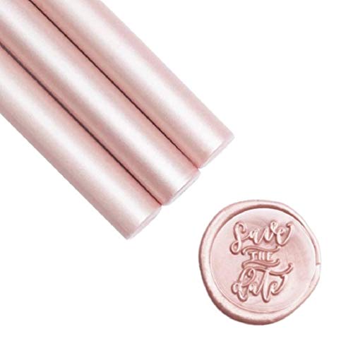 UNIQOOO Flexible Glue Gun Sealing Wax Sticks for Wax Seal Stamp - Metallic Champagne Rose, Great for Wedding Invitations, Cards Envelopes, Snail Mails, Wine Packages, Gift Ideas, Pack of 8
