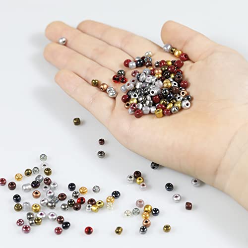 Bulk 4mm Mixed Colour Seed Beads for Jewelry Making 110 Grams About 1600pcs,6/0 Glass Craft Beads for Making Earrings, Bracelets, Pendants, Waist Jewelry, DIY Handmade Seed Beads