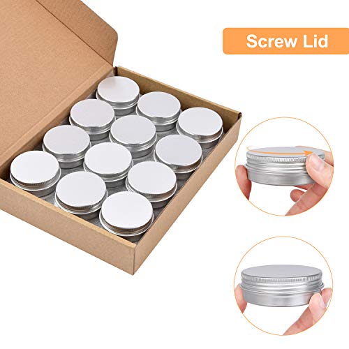 Aluminum Tin Cans, 24PCS 2 Oz Metal Round Tins Small Tin Screw Lid Containers Empty Travel Tins for Candles, Salve, Cosmetics