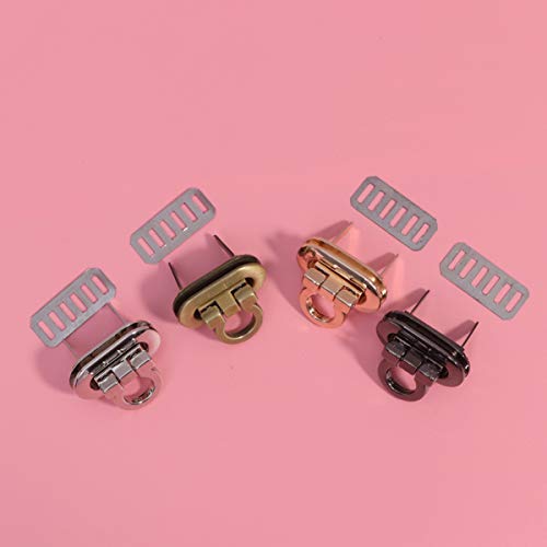 Supvox 4pcs Clasp Turn Lock Metal Hardware Oval Craft Case Clasp Flip Lock Purse Twist Turn Lock DIY Handbag Shoulder Bag Closure Purse (Light Golden, Black, Silver, Rose Gold)