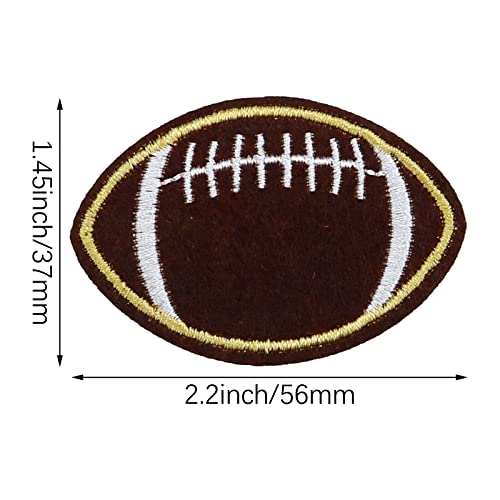 30 Pcs Football Embroidered Iron On Patches Dark Brown Bumble Iron Sew On Embroidered Applique Decoration Sewing Patches for DIY Backpacks Clothes