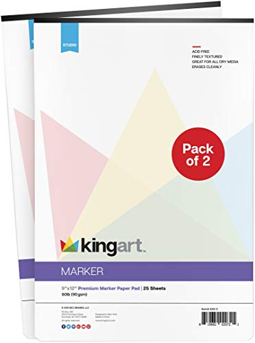 KINGART 630-2 Paper 60 Lbs. (90G), 9" X 12", 25 Sheets, 2-Pack Manga-Marker Pad, (Pack of 2), White 2 Piece