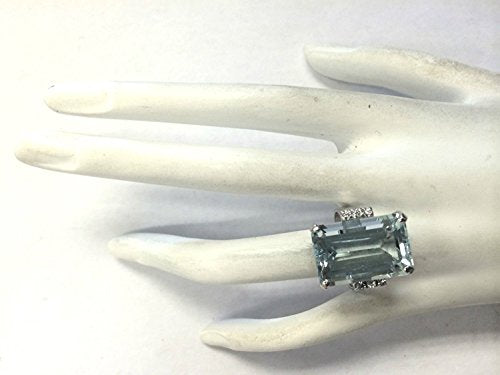 DOCCESTU Vintage Fashion Women 925 Silver Aquamarine Gemstone Ring Engagement Wedding Jewelry Size 5-11 (10#)