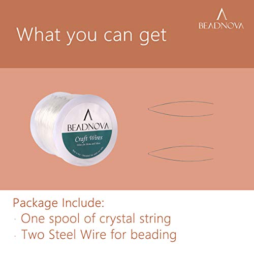 BEADNOVA 1.2mm Bracelet String Clear Craft Wire Stretch String Cord for Jewelry Making Beading Thread Elastic String Cord (50m)