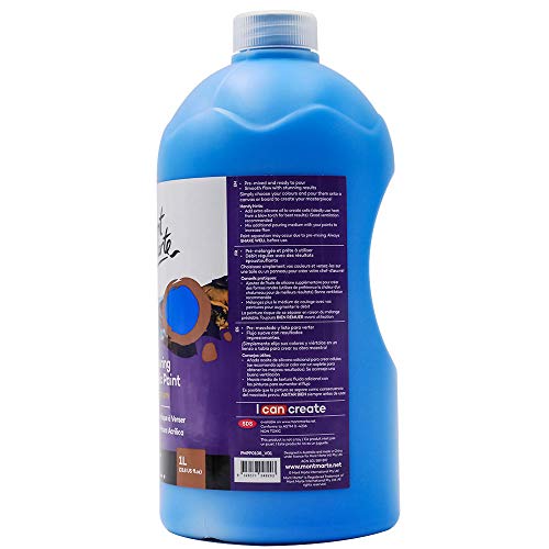 Mont Marte Premium Pouring Acrylic Paint, 1L (33.8oz), Cerulean Blue, Pre-Mixed Acrylic Paint, Suitable for a Variety of Surfaces Including Stretched Canvas, Wood, MDF and Air Drying Clay.