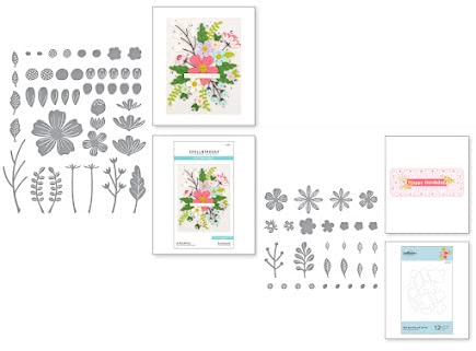 Spellbinders, Bundle of 2 Bloom Die Sets, Be Bold Blooms (S5-502) and Mini Blooms and Sprigs, (S2-314), Total of 32 Dies