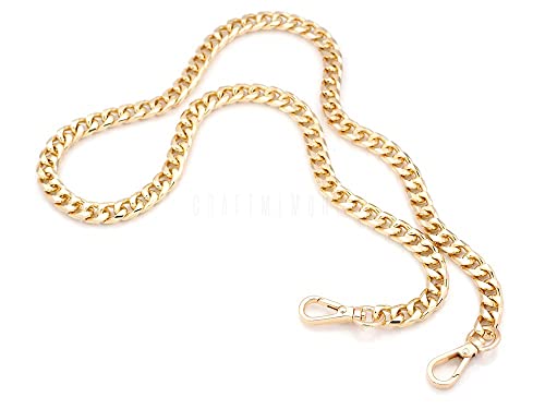 CRAFTMEMORE Purse Chain Strap, Crossbody Aluminium Chain Handle, Shoulder Handbag Replacement Clutch Mini Pochette Accessories (55 Inches - AL55VK7, Gold)