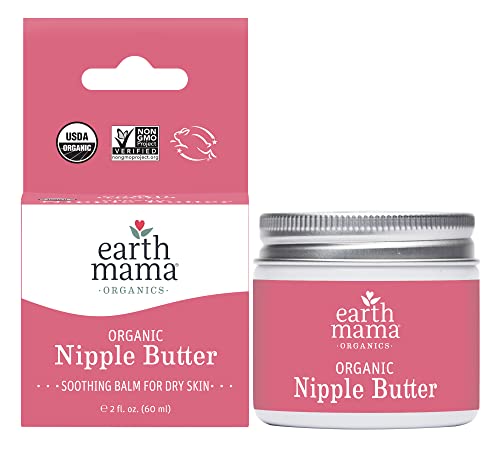 Organic Nipple Butter Breastfeeding Cream by Earth Mama | Lanolin-free, Safe for Nursing & Dry Skin, Non-GMO Project Verified, 2-Fluid Ounce (Packaging May Vary)