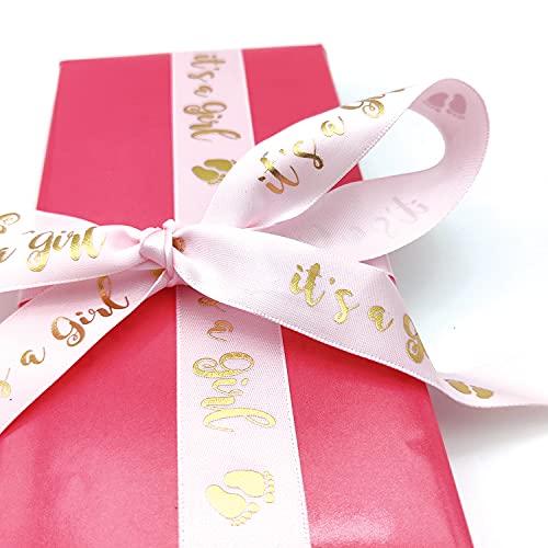 Pink and Gold Ribbon - It's a Girl for Baby Shower - Decoration for Your Baby Shower (Pink and Gold)