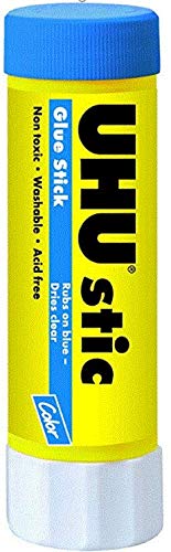 UHU Glue Sticks 1.41 oz, Pack of 1 White and 1 Blue Stick