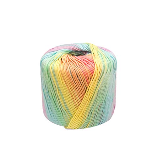 HEALLILY 1 Roll 133M Color Yarn Segment Soft Yarn Dyed Gradient Cotton Yarn Skeins Hat Shawl Line Material for Hand Knitting DIY Sweater Blanket Costume (Light Rainbow)