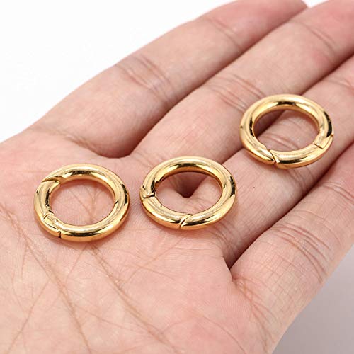 GBSTORE 10 Pcs Outside Diameter 25mm Round Spring Snap Carabiner Clip,O Rings Spring Trigger Hook for Handbag Purse Shoulder Strap,Mountaineering Camping Backpack Buckle,Keychain Keyring (Gold)