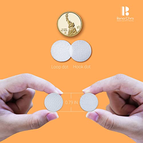 Self Adhesive Dots, Strong Adhesive 1000pcs(500 Pairs) 3/4" Diameter Sticky Back Coins Nylon Coins, Hook & Loop Dots with Waterproof Sticky Glue Coins Tapes, Very Suitable for Classroom, Office, Home