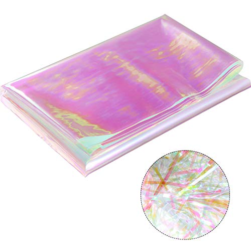 Outus Iridescent Cellophane Roll Iridescent Wrapping Paper Cellophane Wrap for Gift Baskets Iridescent Film Halloween Christmas DIY Wrapping Decoration Supplies (Pink,39 x 236 Inch)