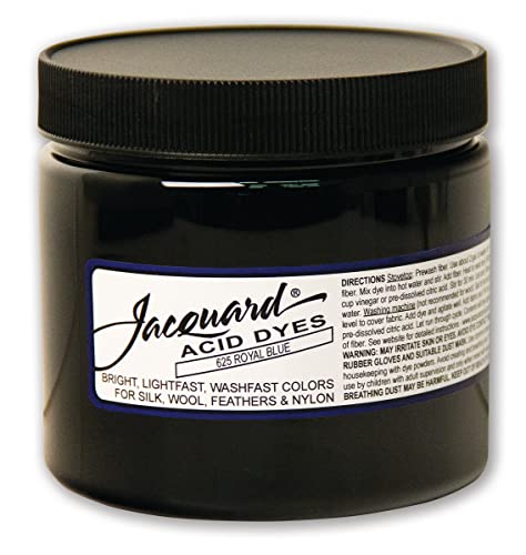 Jacquard Acid Dye - Royal Blue - 8 Oz Net Wt - Acid Dye for Wool - Silk - Feathers - and Nylons - Brilliant Colorfast and Highly Concentrated
