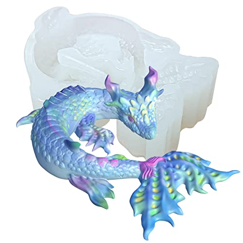 KAKIWYHHH Water Dragon 3D Epoxy Resin Silicone Mold for Fondant Sugar Craft, Cake Topper Decorating, Polymer Clay, Plaster