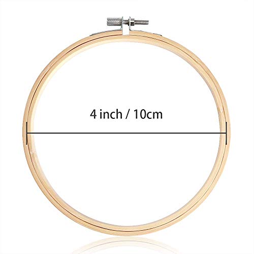 Caydo 12 Pieces 4 Inch Round Embroidery Hoop Bulk Wholesale Bamboo Circle Cross Stitch Hoop Ring