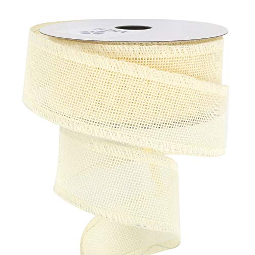 Midi Ribbon Ivory Wired Ribbon 1.5 Inch Burlap Ribbon Ivory Burlap Roll Beige Burlap Ribbon Ivory Ribbon for Crafts, Wreath, Weddings, Gift Wrapping, Garland, Bows Making, Swag, Home Decor (10 Yards)