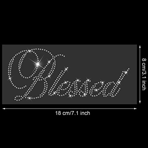 6 Pieces Blessed Inspire Believed Bling Iron on Rhinestone Crystal T Shirt Transfer Rhinestone Iron on Transfers for Bride Clothing Designs Labels, 3 Styles