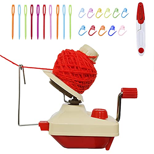 Yarn Ball Winder,Convenient Ball Winder for Yarn,Yarn Swift and Ball Winder Combo with Easy Installation for Yarn Storage with 1 Pieces Scissors + 20 Pieces Stitch Knitting Needles(22)