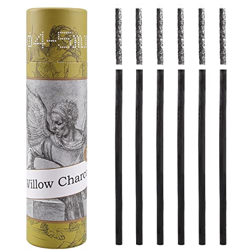 LOONENG Willow Charcoal Sticks, Natural Willow Charcoal for Artists, Beginners, or Students of All Skill Levels, Great for Sketching, Drawing, and Shading, Approx 4-5mm in Diameter, Pack of 25