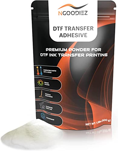 NGOODIEZ DTF Powder Digital Transfer - Hot Melt Adhesive, DTF Pretreat Transfer Powder for Direct Printing on Any Colored/White Fabric, Adhesive Powder for DTF Printer & Film (White, 17.6 oz / 500 g)