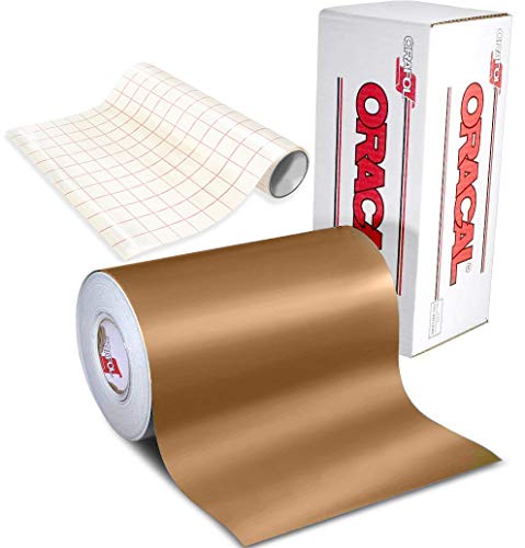 ORACAL 631 Matte Copper Adhesive Craft Vinyl for Cameo, Cricut & Silhouette Including Free 12" x 24" Roll of Clear Transfer Paper (6ft x 12")