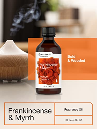 Frankincense & Myrrh Fragrance Oil | 4 fl oz (118ml) | Premium Grade | for Diffusers, Candle and Soap Making, DIY Projects & More | by Horbaach