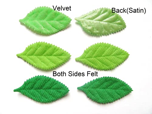 YYCRAFT Pack of 90 Padded 2-Faced Felt Velvet Leaf Appliques/Craft Green