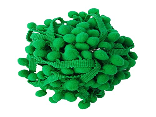 Ball Fringe Trim 8 Yards 12 mm Pom Pom Trim Fringe for Sewing Accessory Decoration DIY Crafts (12 mm, 060338 Green)
