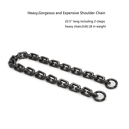 22.5 Inch Gorgeous Heavy Metal Bag Chain Purse Handle Shoulder Strap Replacement (Black-Grey, Small)