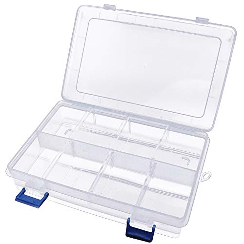 Xiaoyztan 8 Grids Plastic Storage Box with Removable Divider Case for Electronics Jewelry Sewing Tool Gadgets