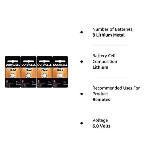 2 X 4 Pcs Fresh Duracell Lithium Battery ECR1632 CR1632 DL 1632 3V Batteries