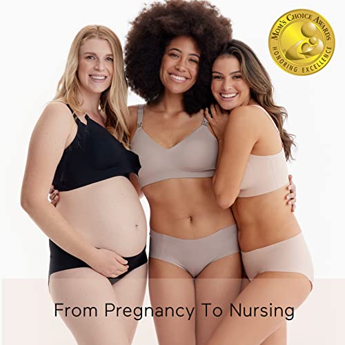 Momcozy Nursing Bras for Breastfeeding Seamless Ultra Comfort Maternity Bra Smooth Wireless Pregnancy Sleeping Bralette Nude