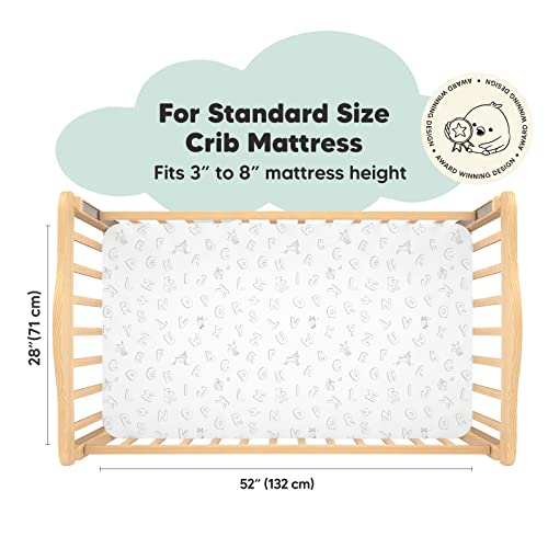 2-Pack Organic Crib Sheets for Boys, Girls - Jersey Fitted Crib Sheet, Baby Crib Sheets Neutral, Crib Mattress Sheet, Cotton Crib Sheets, Soft Baby Sheets, Unisex Crib Fitted Sheet (ABC Land Rose)