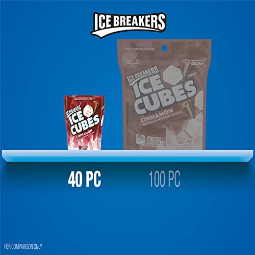 ICE BREAKERS ICE CUBES Cinnamon Sugar Free Chewing Gum, Made with Xylitol, 3.24 oz Cube Bottles (6 Count, 40 Pieces)